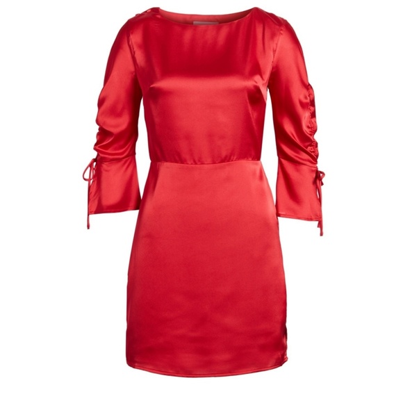 J.O.A|Scarlett Red Tie Sleeve Minidress - Picture 2 of 6